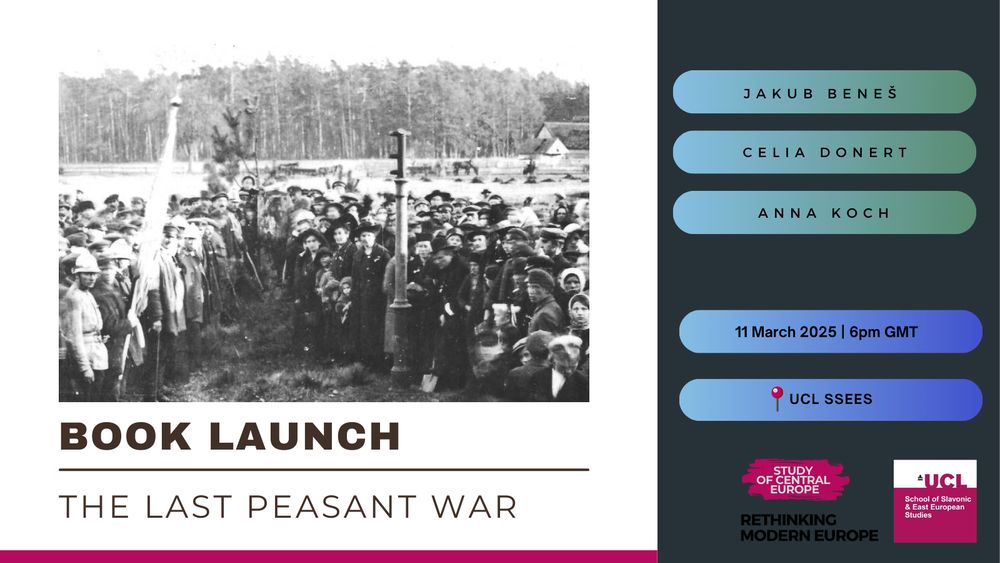 Event poster for 'Book Launch: The Last Peasant War (2025) by Jakub Beneš'. In-person event.