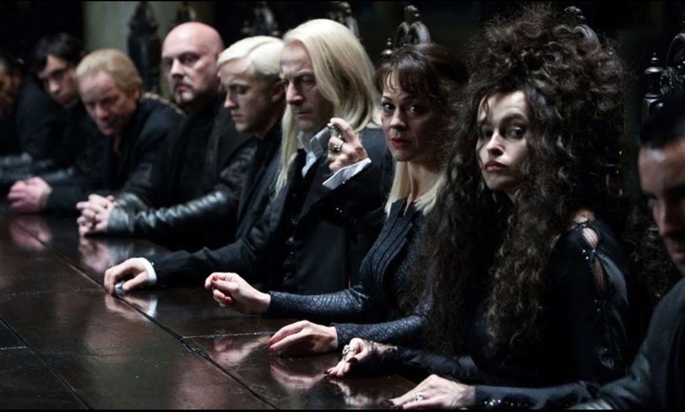 Deatheaters meeting at Malfoy Manor from Harry Potter. 