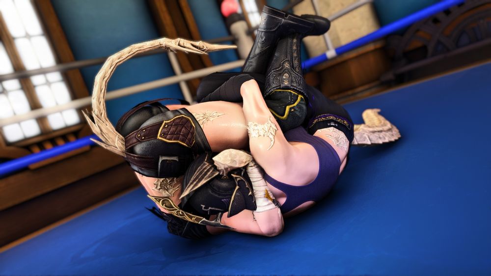 Star gets a sneaky pin on Tama by wrapping her arm around Tama's head, hooking her legs and rolling backwards into an "Inside-Cradle" pin, or a "Small-Package"! A move meant to catch the opponent off-guard and to steal victories, this is often perfomed by Timeless Toni Storm as "The Biggest Package"