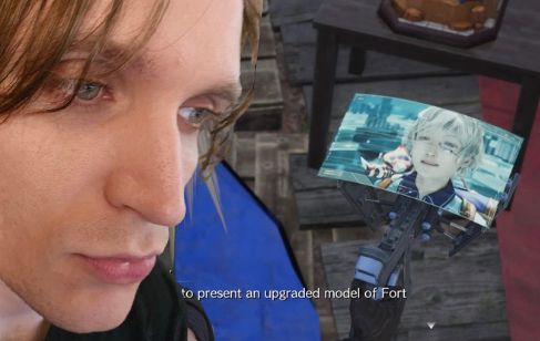 image of myself and chadley from final fantasy 7 rebirth on a small screen in my hand