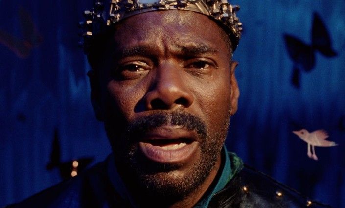 Colman Domingo in Sing Sing, he is staring directly into the camera, reciting the final lines of A Midsummer Night's Dream