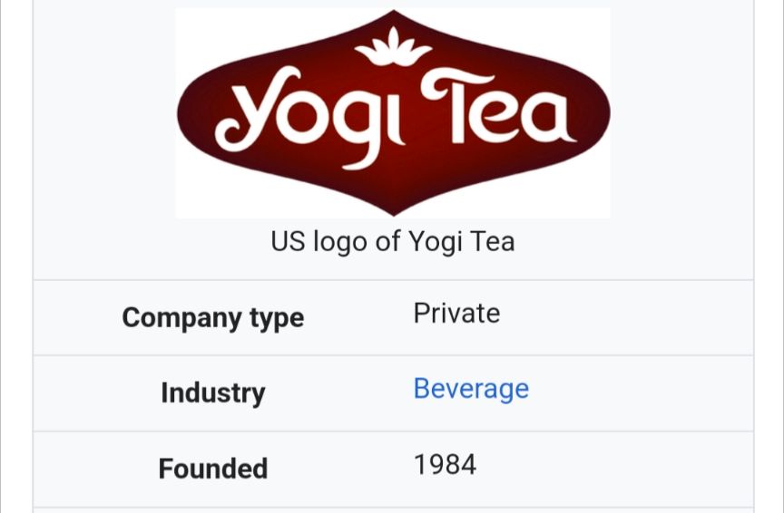 US logo of Yogi Tea
Company type Private
Industry Beverage
Founded 1984