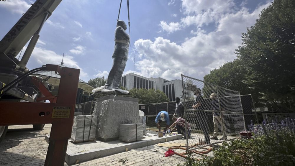 Bronze statue of John Lewis replaces more than 100-year-old Confederate monument