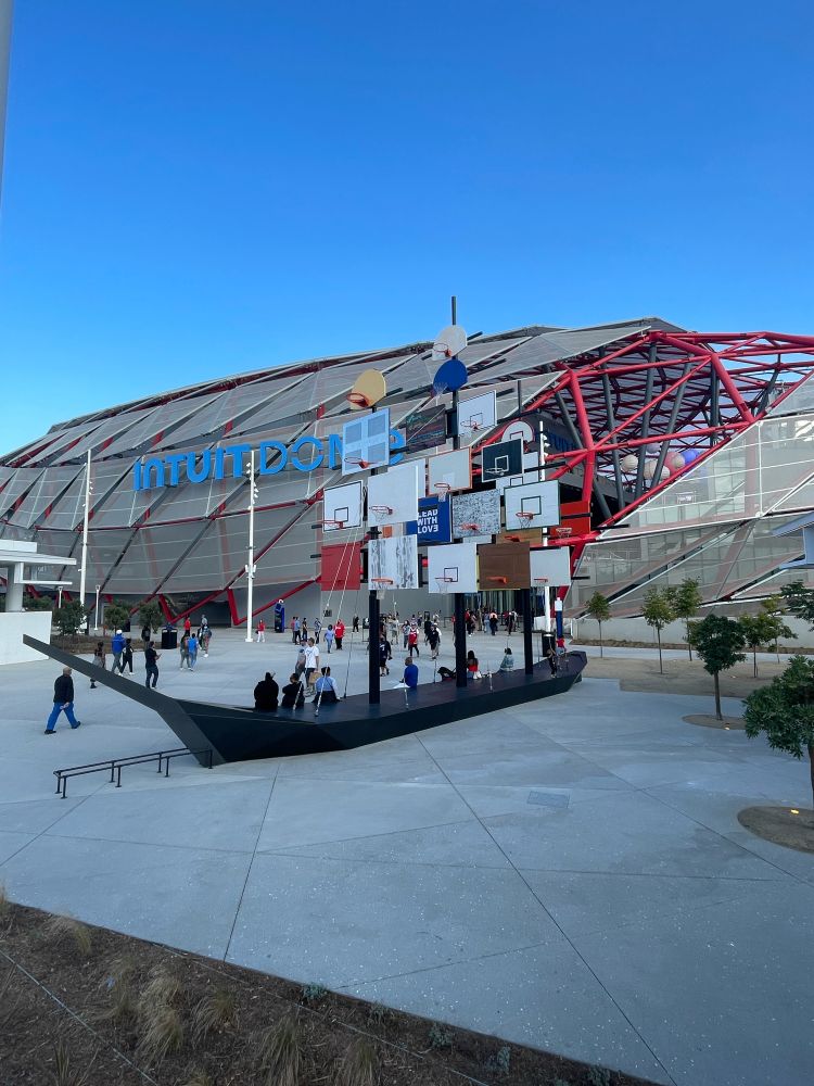 Clipper ship outside the Intuit Dome in Inglewood, CA.