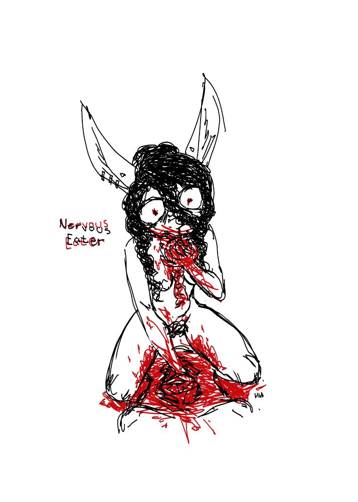 salome in the buff noshing down on some guts (of a willing victim)