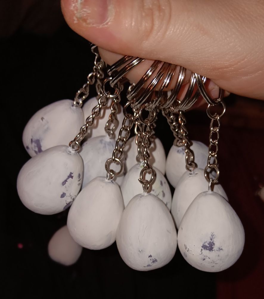 White pokemon egg key chains 