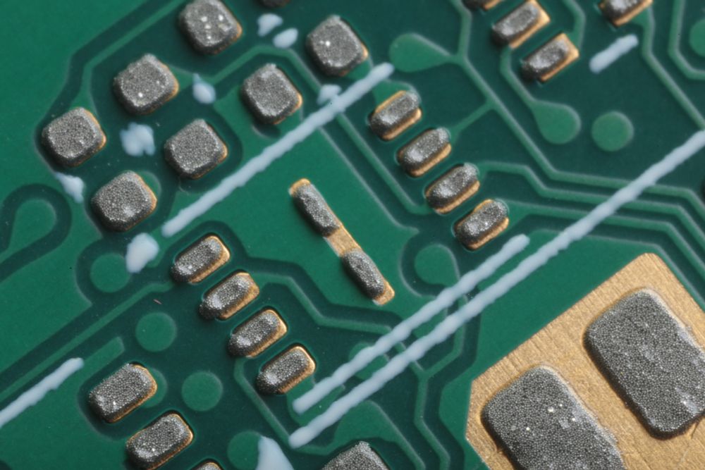 Circuit board with solder paste applied