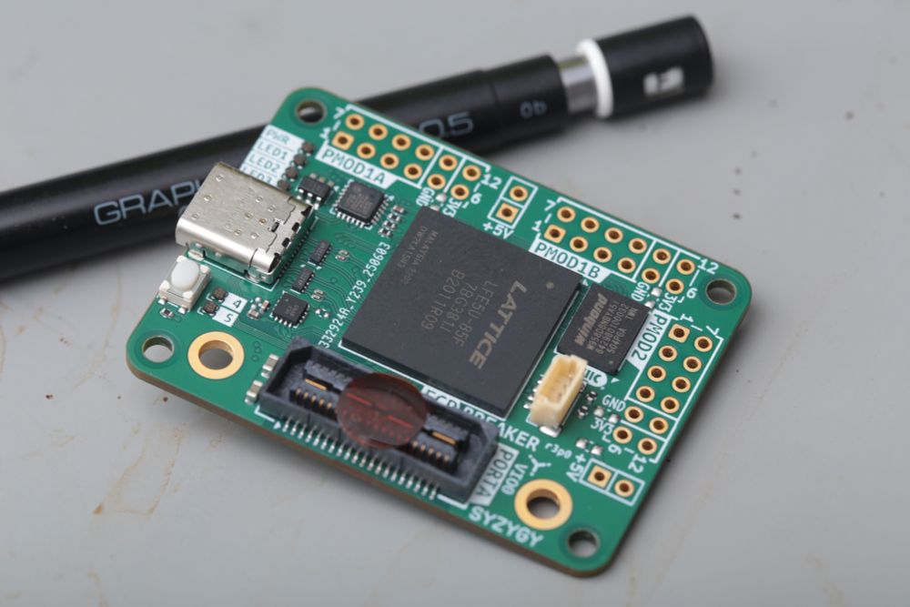 Circuit board propped up on a mechanical pencil