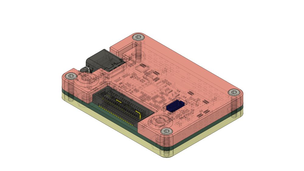 CAD view of an enclosure designed around a circuit board