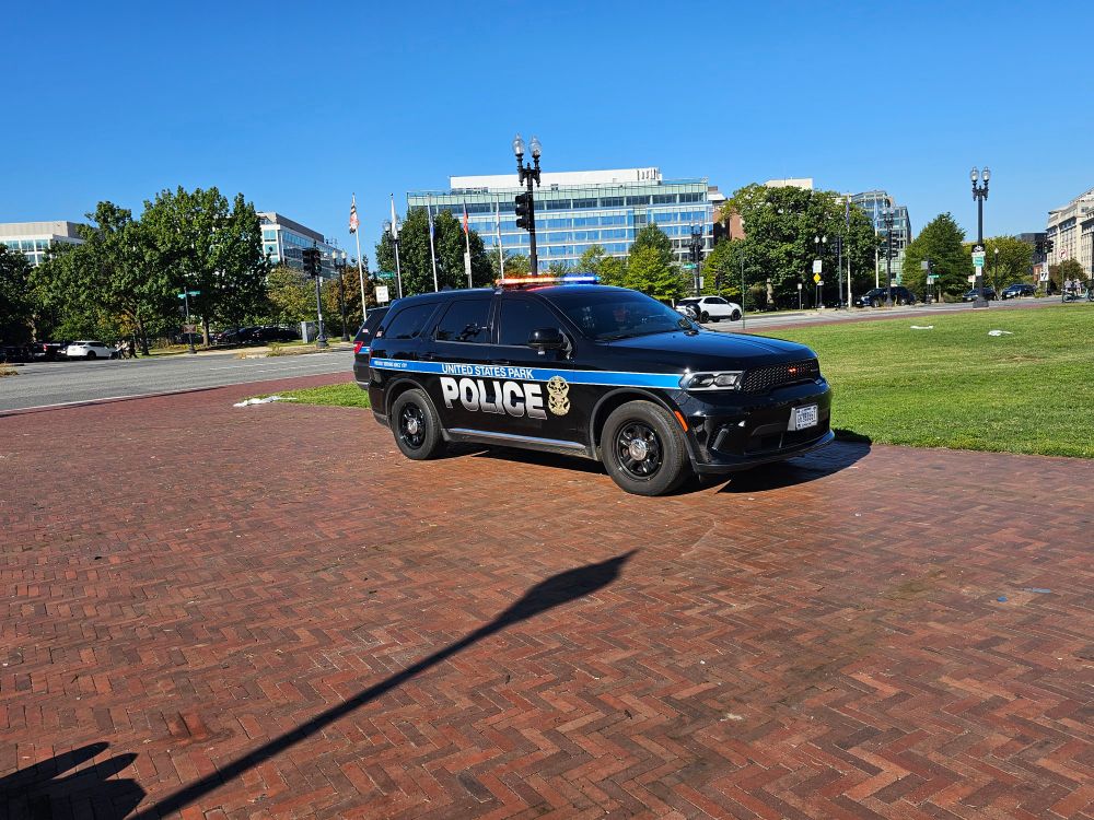 United States Park Police came to Union Station. Two individuals came out of the suv and they were in uniform with full-rim hats. I asked what was going on. One person told me that the individuals who had setup tables under some fully-opened tents for shade, these people were being asked for proof of permit. The people at Union Station showed Park Police the required documentation.