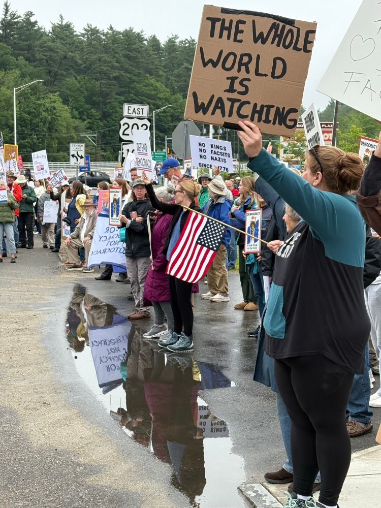 Crowd with American flag