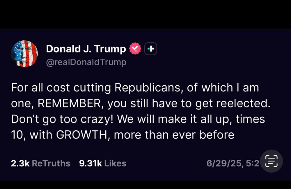 For all cost cutting Republicans, of which I am one, REMEMBER, you still have to get reelected. Don't go too crazy! We will make it all up, times 10, with GROWTH, more than ever before