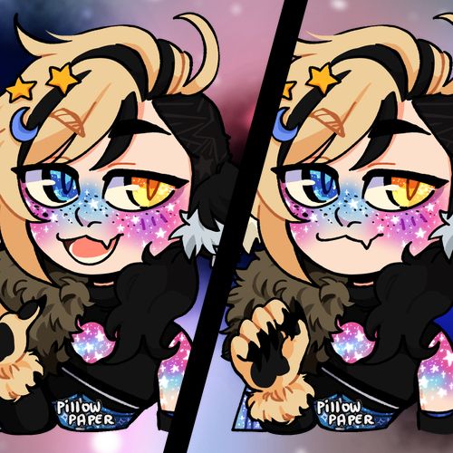 Showing both the open and closed mouth of Koda's PNG model side by side.