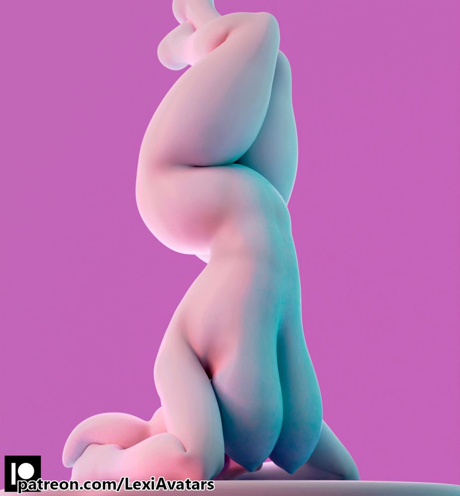 White anthro dragon doing a handstand, naked.