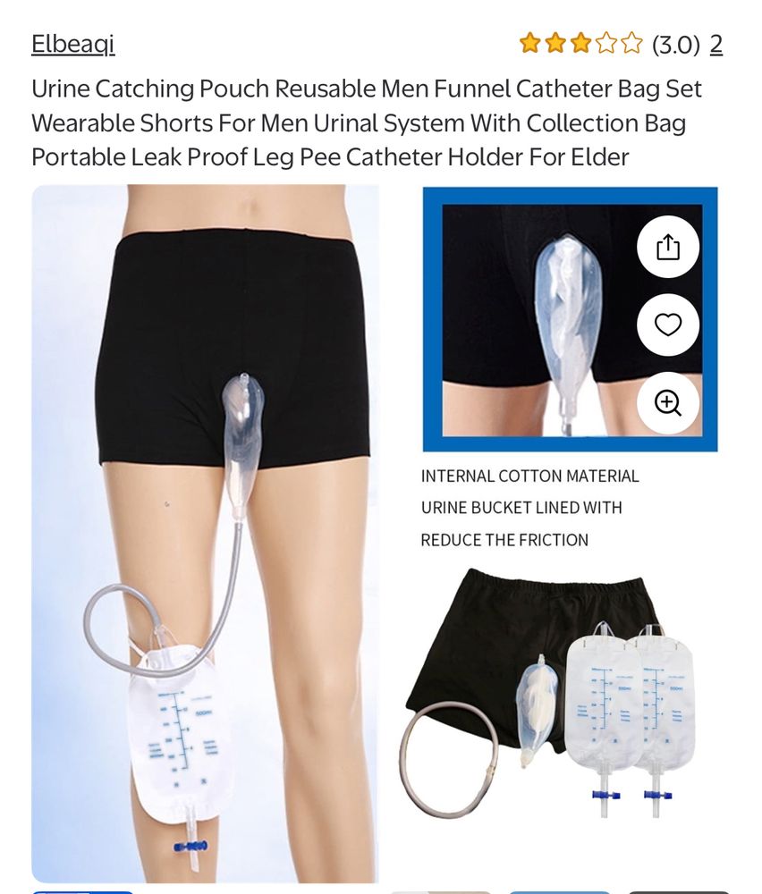 Screenshot of a urine collection leg bag, from an online store 