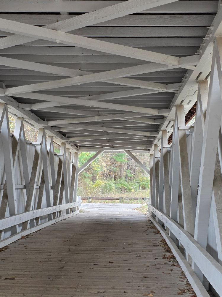 interior view of an old covered bridge 