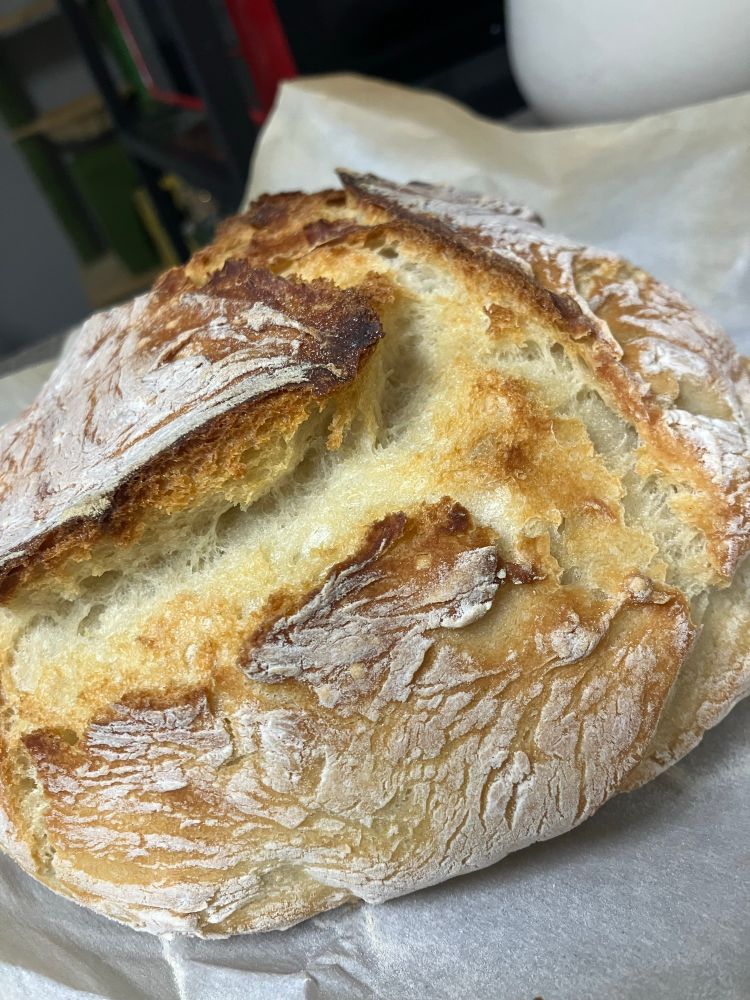 Loaf of bread on parchment paper 