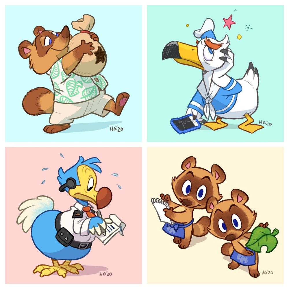 Tanuki, gull, dodo and more tanukis from Animal Crossing!