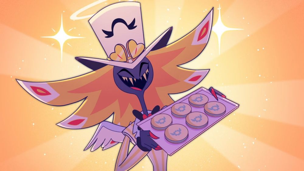 it's pentious with a tray of biscuits. because he's british.