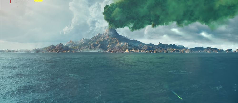Un volcán gigante que echa humo verde como si Hulk se hubiese tomado la madre de todas las fabadas.