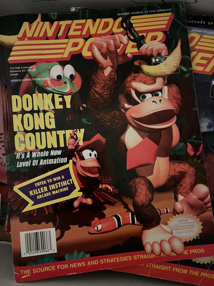 The front cover of Nintendo Power #66, November 1994, with a cover showing a computer generated image of Donkey Kong