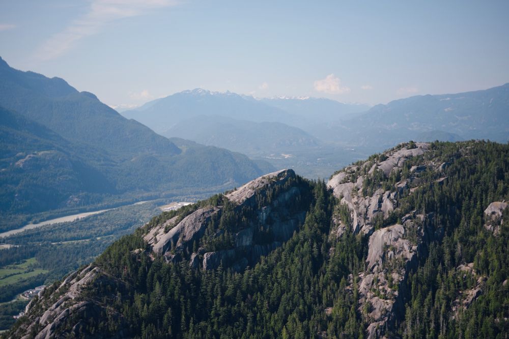 View over ‘The Chief’ from the Sea to Sky Gondola. Squamish BC, Canada. 