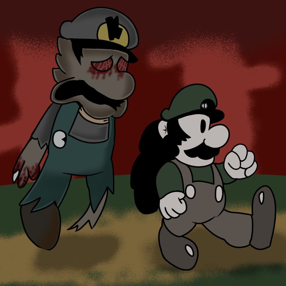 The Forest Judge, walking emotionlessly, with the tortured soul of a sinner being forced to follow behind.