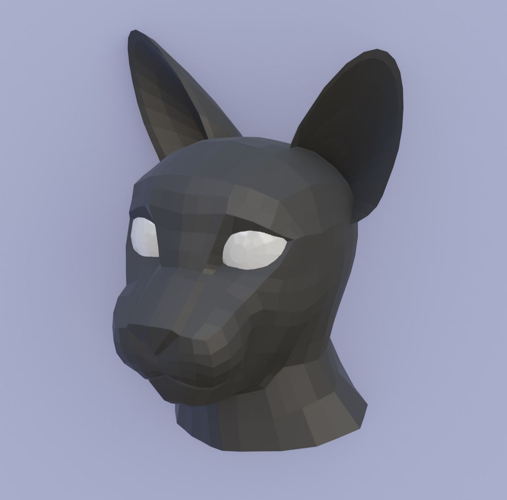 Another 3D anthro-cat bust, also low-poly.