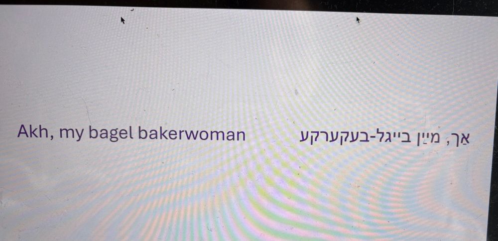 Text that says “akh, my bagel baker woman”