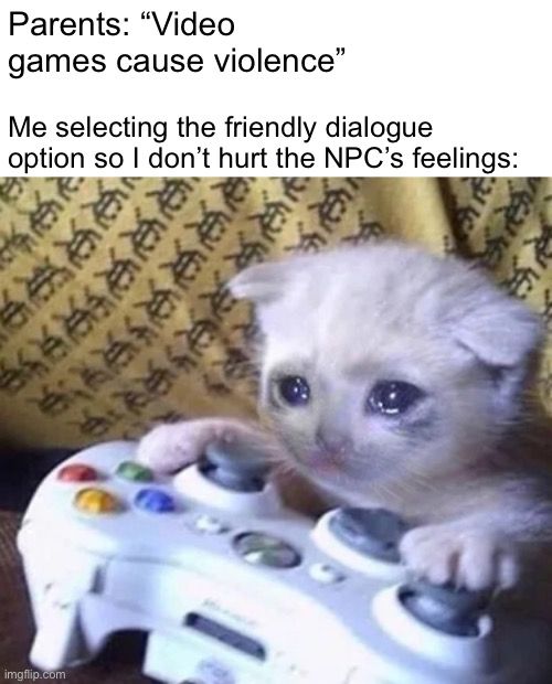 Photo of a kitten with tears in its eyes while it's playing on an xbox controller. 