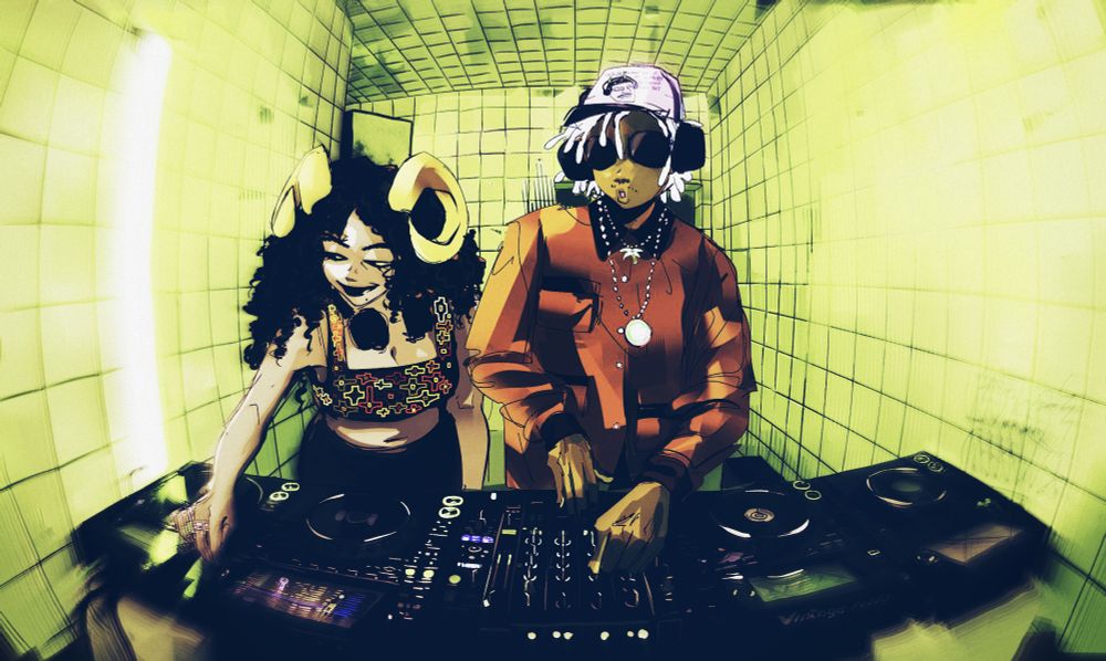 dave and aradia preforming a dj set at hör, the german club. 