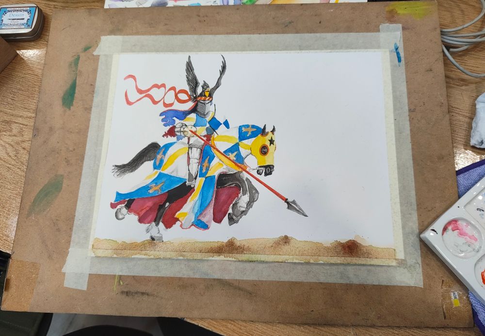 Caballero bretoniano en acuarelas y tintas. 