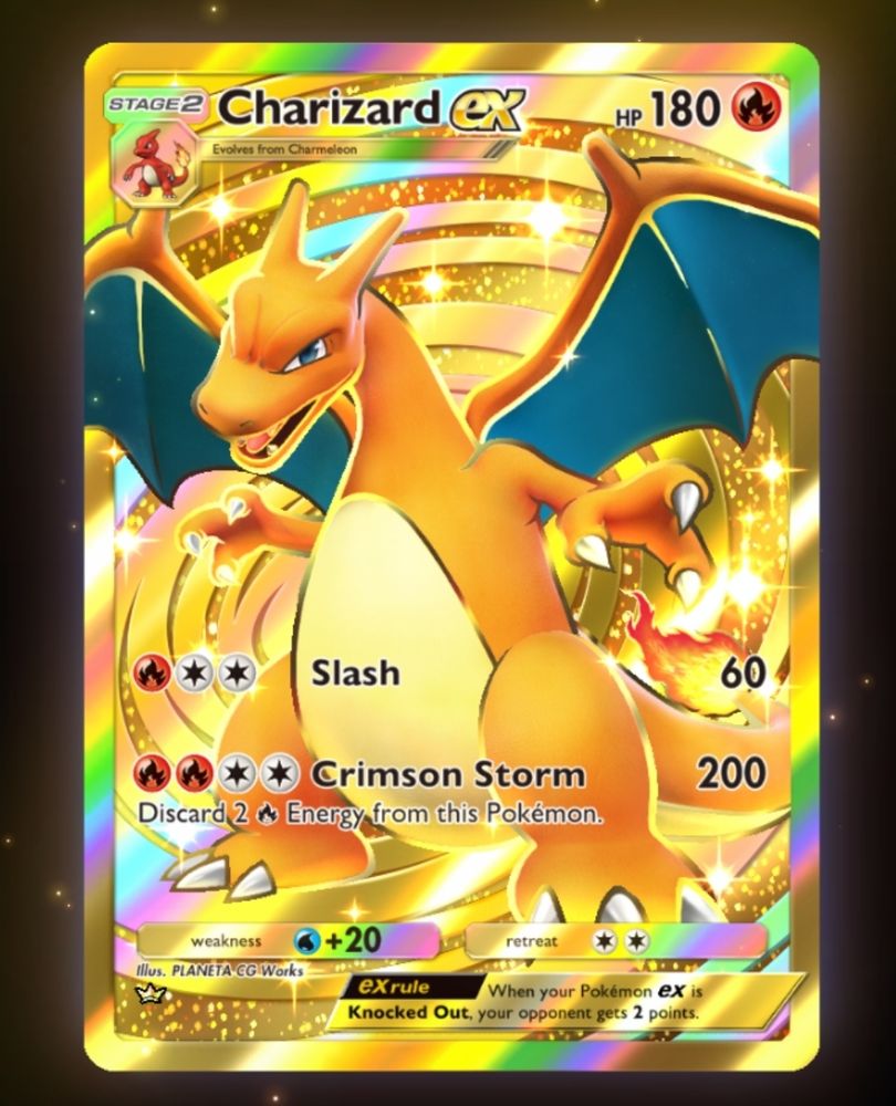 Golden Charizard ex card in Pokemon TCG