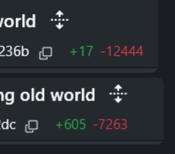 Code differences showing lots of removal of code 