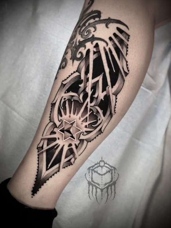 Cathedral like architecture window. There is a merkaba coming out of the window. A Merkaba is a 3D geometric shape formed by two interlocked tetrahedra, spinning in opposite directions, creating a field of energy