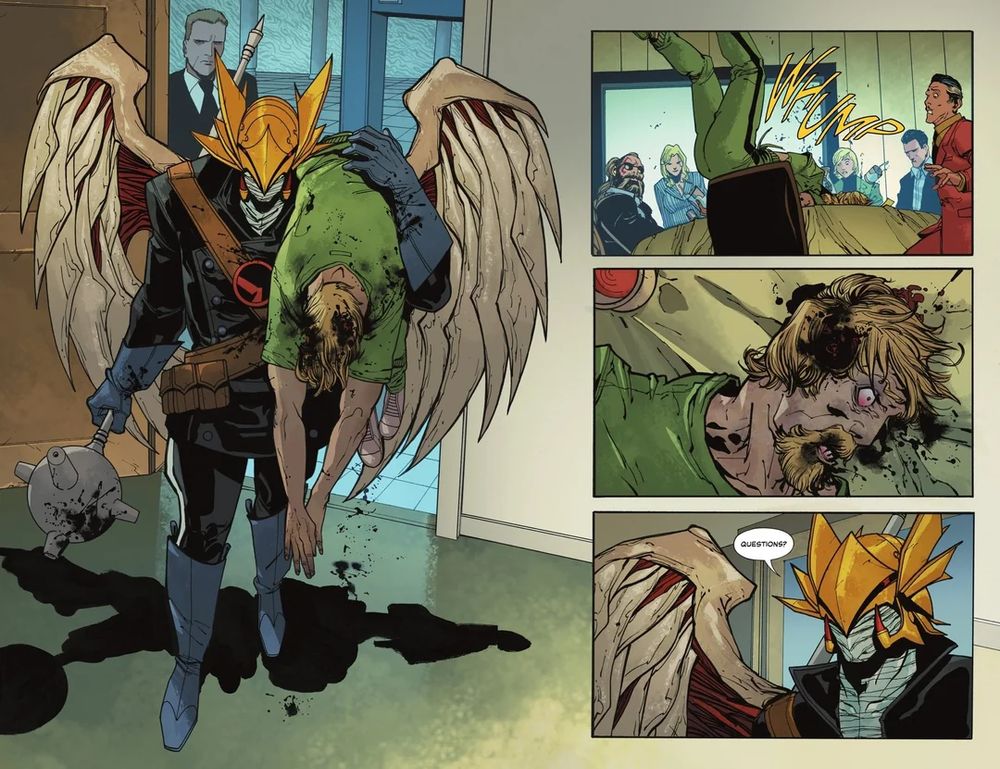 Absolute Hawkman kills Absolute Oliver Queen