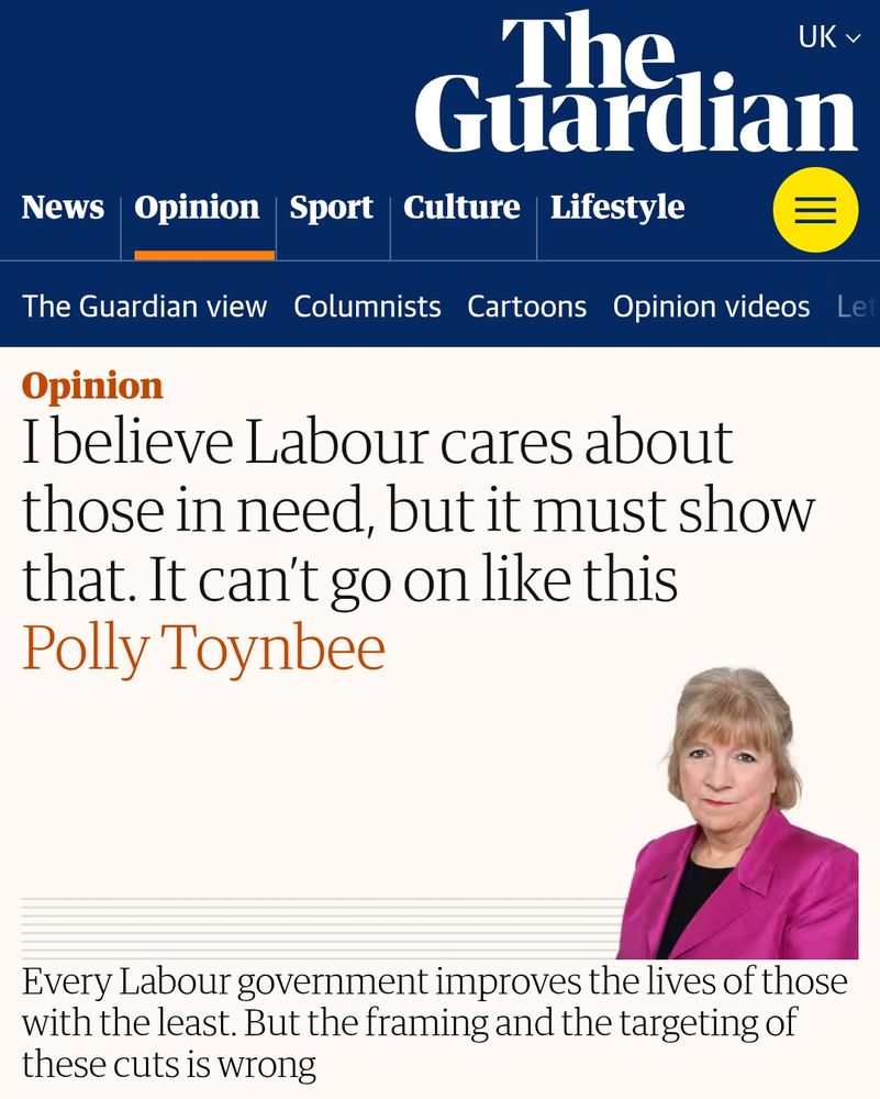 Polly Toynbee article for the Guardian. Headline: 
