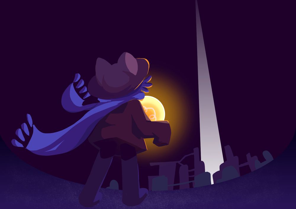 fanart of oneshot with niko looking towards the tower