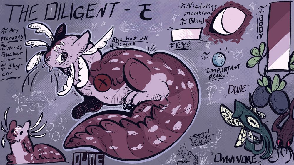 The diligent, a blind slugcat! uncolored lines version