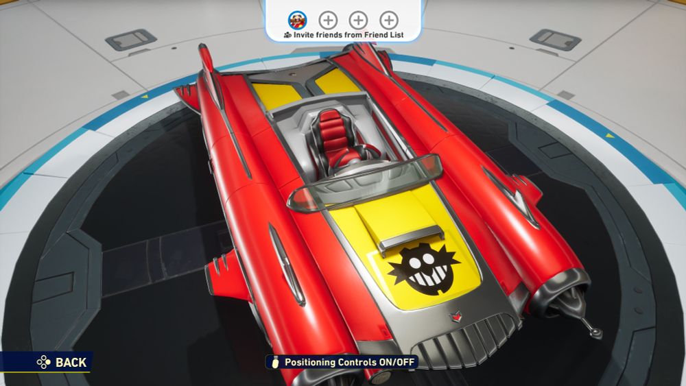 Retro Future Car, but with an Eggman Logo on the front of the hood