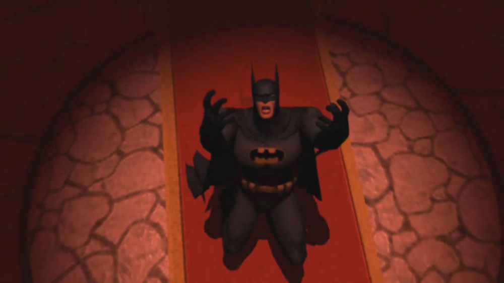 Batman screams in horror at his failure.