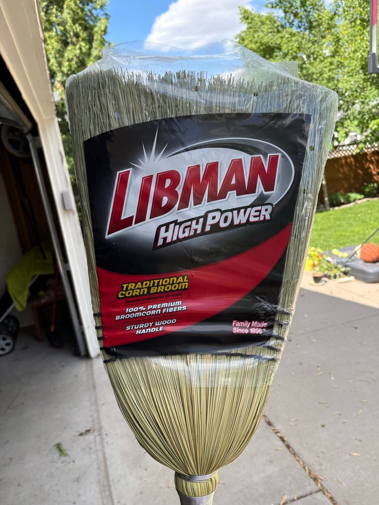 Photo of a new broom that’s called “Libman” on its packaging.