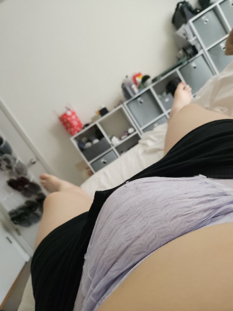 My lavender concert Goodnite/diaper, now larger and squishier, while I'm lying in bed