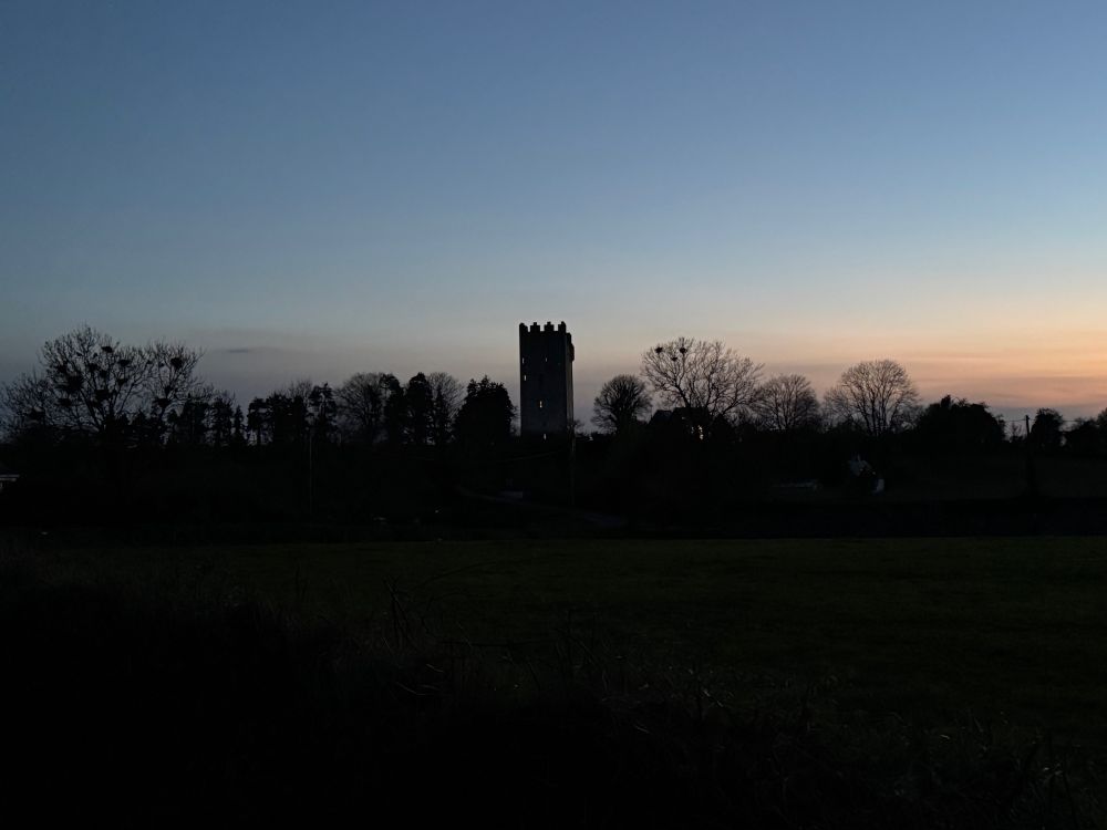 Sunset image of the Grantstown Castle, in Limerick, Ireland.