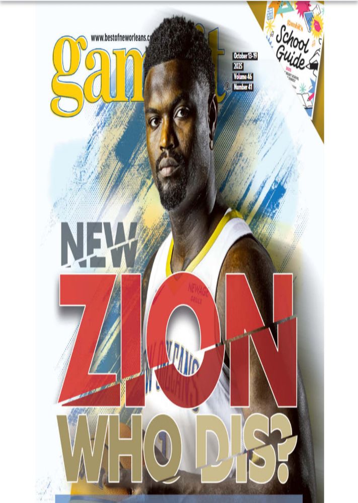 Newspaper cover reading “New Zion Who Dis” with a picture of Zion Williamson