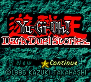 Title screen for Yu-Gi-Oh: Dark Duel Stories.