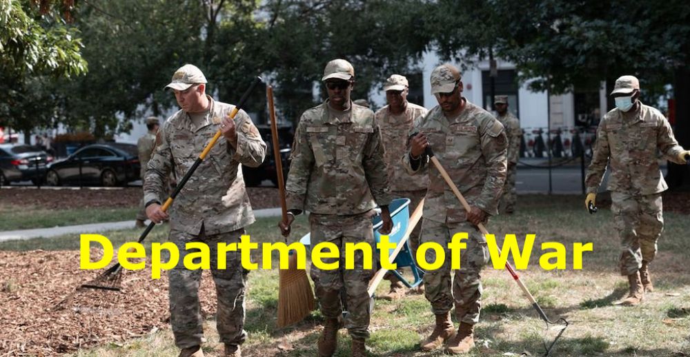 soldiers raking leaves