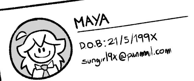 screencap of chapter 1, showing Maya's birthday, May 21st