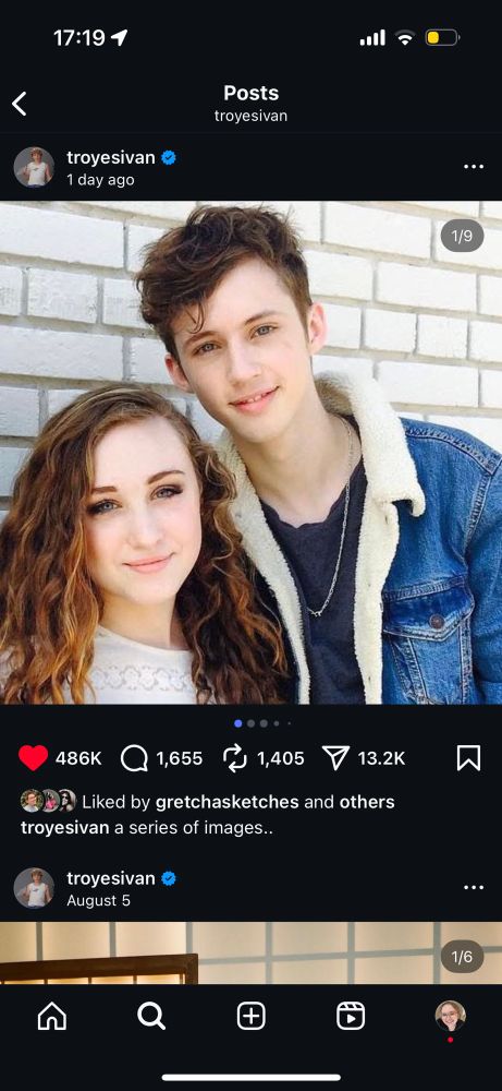 screenshot from troye sivans instagram of a picture of him and chappell roan 
