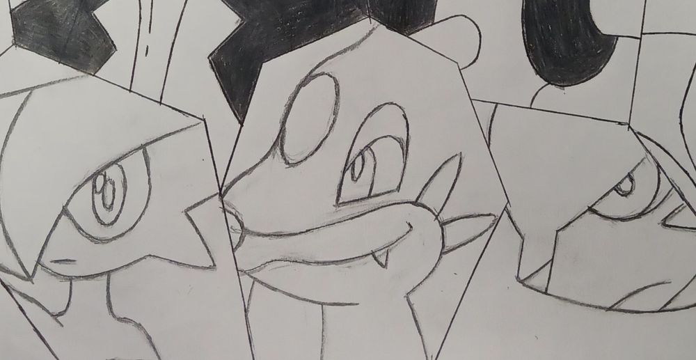 Lineart of Gallade, Floatzel and Luxray